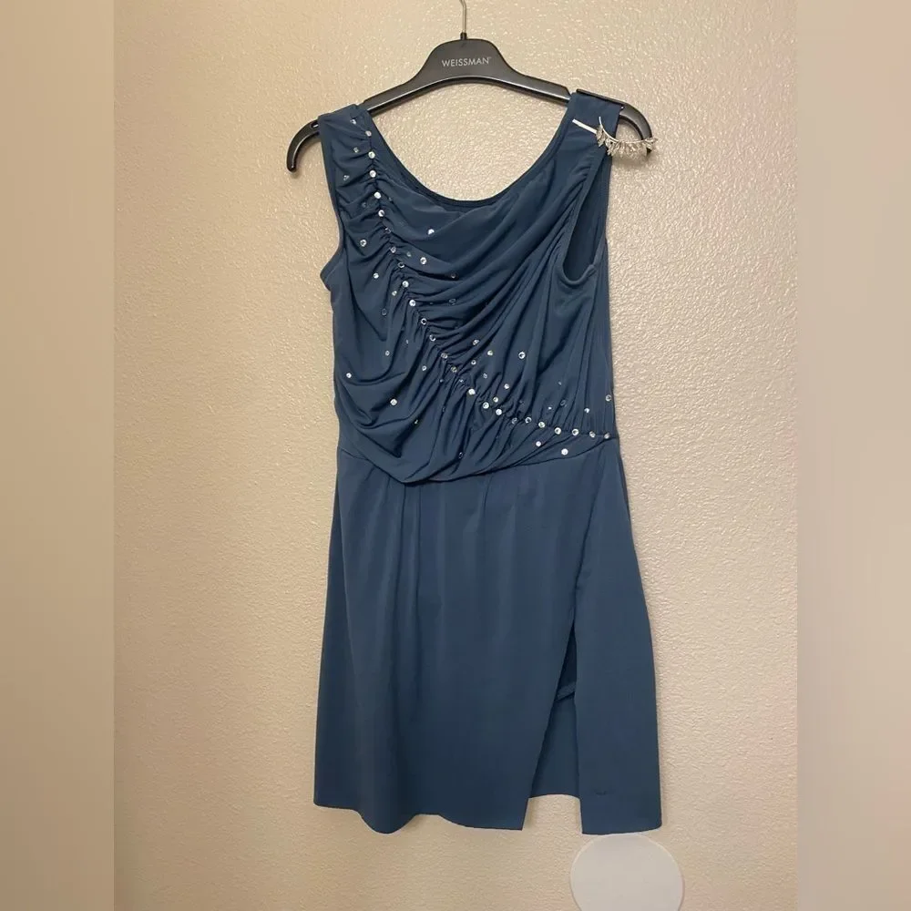 Weissman solo dance costume blue Smocked rhinestoned Wrong Direction 17911 MA
